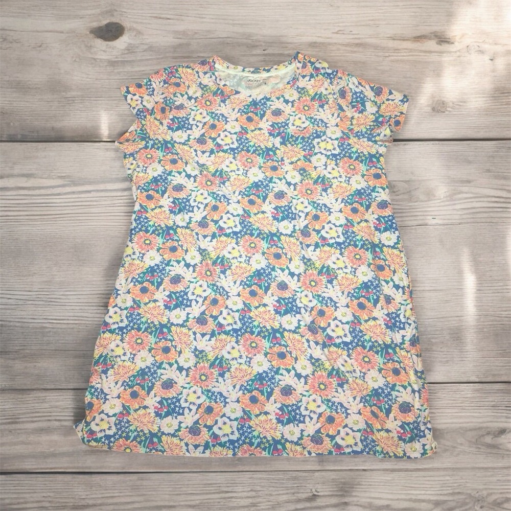 Nightgown Womens Size 1X Blue Floral Midi Tropical Sleep Gown